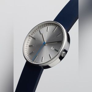 Uniform Wares 203 Series, Brushed Steel / Blue Leather 40mm